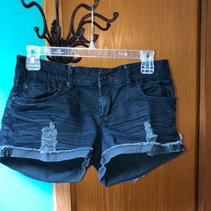 Dark blue denim shorts